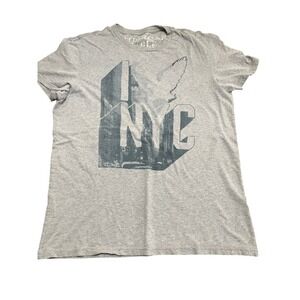 American Eagle Mens I NYC Graphic T-Shirt Gray Vintage Fit Medium Cityscape Tee